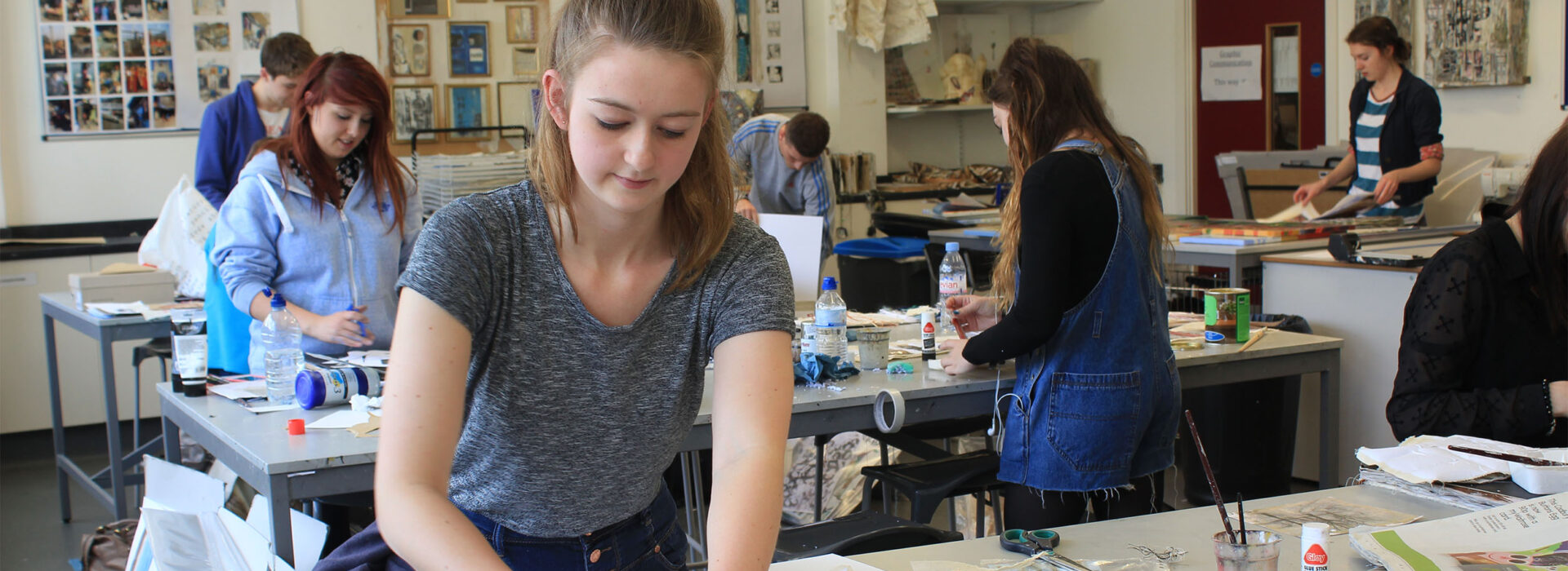 Photograph of an Art and Design student working on an art project