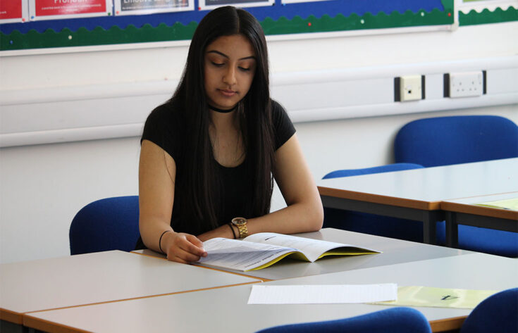 Photograph of an English language student studying