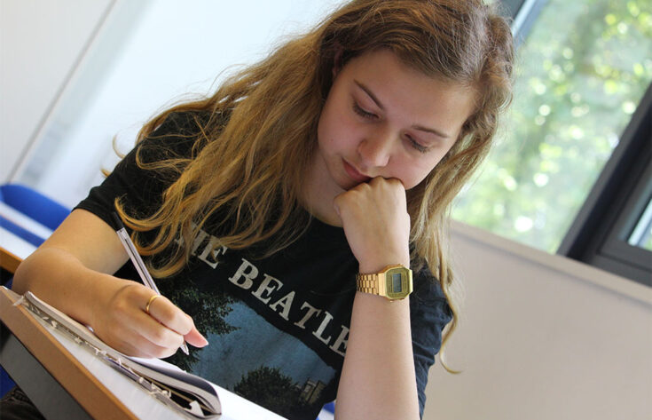 Photograph of a student studying