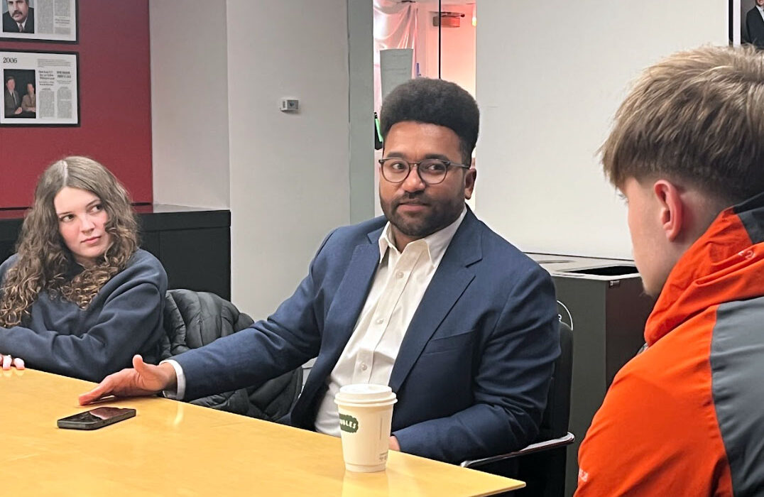 Photograph of two students at the New York times