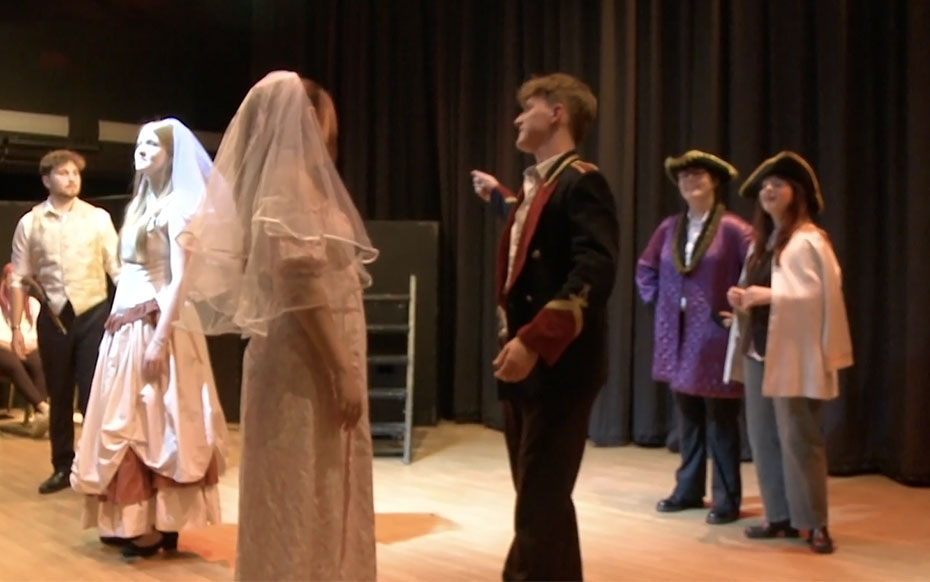 Photograph of Drama students performing Much Ado About Nothing