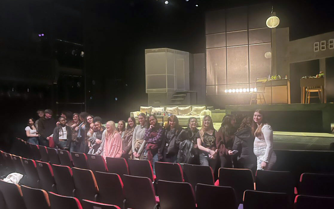 Photograph of a group of BTEC Acting students inside the Home theatre