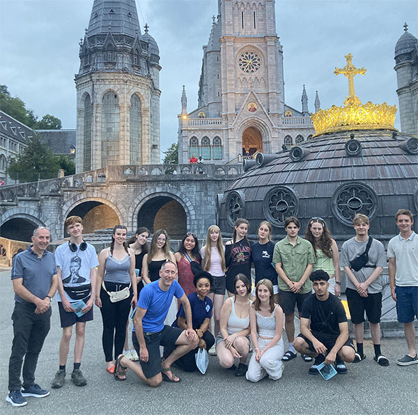 Photograph of students outside Lourdes