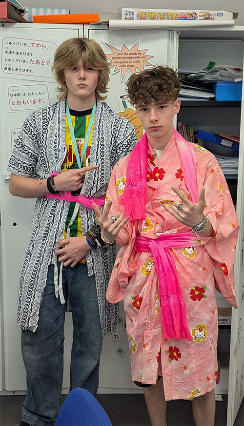 Photograph of Japanese students celebrating Tanabata